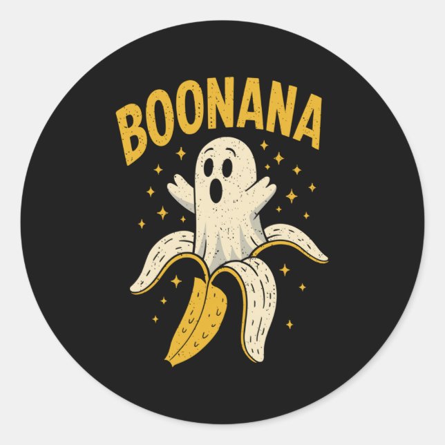 Boonana Niedlich Ghost Banana Ghost Food Halloween Runder Aufkleber (Vorderseite)