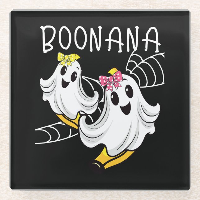Boonana Niedlich Ghost Banana Halloween Glasuntersetzer (Vorderseite)