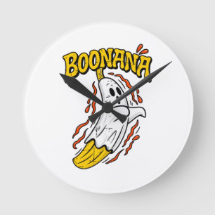 Boonana Süßer Geist Banane Halloween Runde Wanduhr