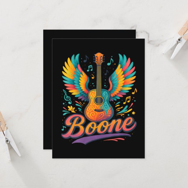 Boone Gitarre Einladung (Vorderseite/Rückseite Beispiel)