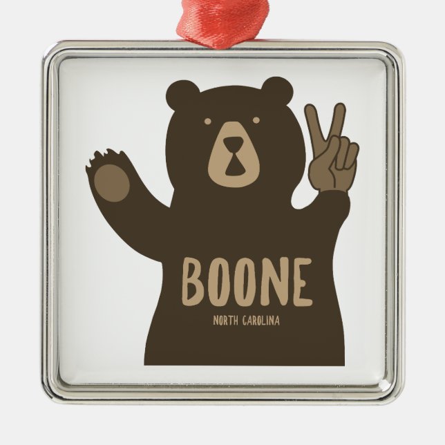Boone North Carolina Peace Bear Ornament Aus Metall (Vorne)