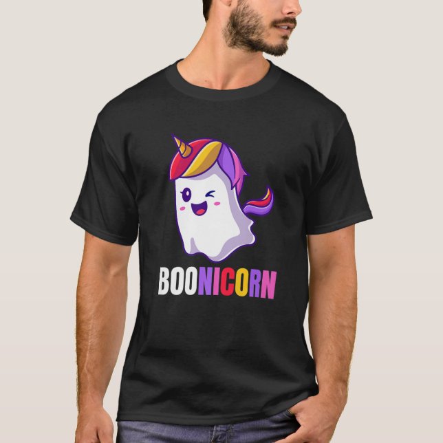 Boonicorn Halloween Trick oder Treat Niedlich Ghos T-Shirt (Vorderseite)