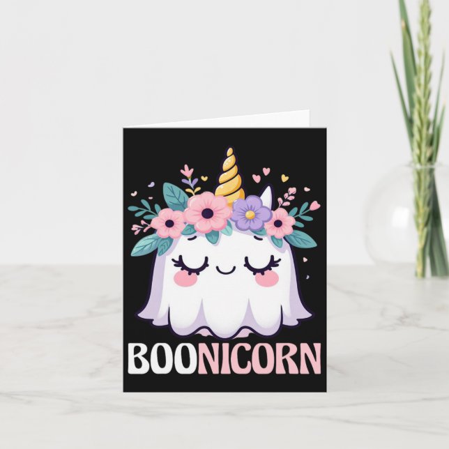 Boonicorn Unicorn Ghost Halloween Männer Frauen Ki Karte (Vorderseite)
