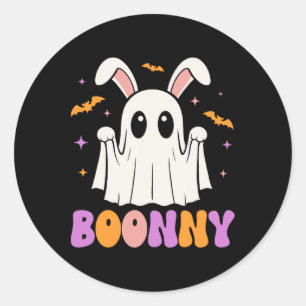 Boonny Niedlich Bunny Ghost Halloween Männer Fraue Runder Aufkleber