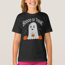 Booo or Treat Cute Ghost Halloween Design T-Shirt