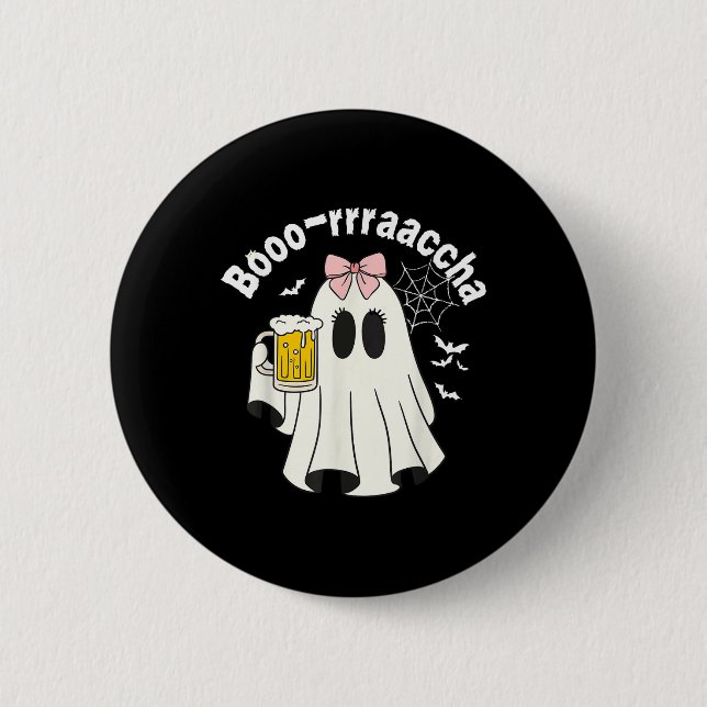 Booo rraaccha Funny Ghost Beer Halloween Spooky S Button (Vorderseite)