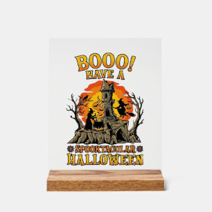 Booo Spooktakuläres Halloween Hexen Kessel Schloss Acrylschild