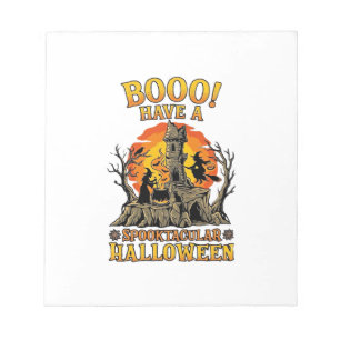 Booo Spooktakuläres Halloween Hexen Kessel Schloss Notizblock