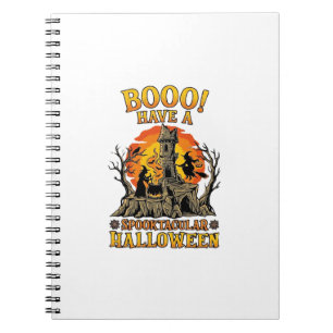 Booo Spooktakuläres Halloween Hexen Kessel Schloss Notizblock