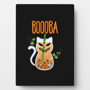 Boooba Kawaii Boba Tea Drink Cat Lover Halloween G Fotoplatte