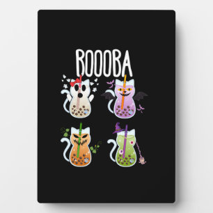 Boooba Kawaii Boba Tea Drink Cat Lover Halloween G Fotoplatte