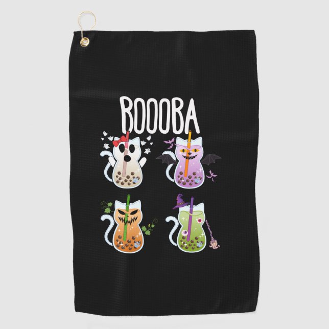 Boooba Kawaii Boba Tea Drink Cat Lover Halloween G Golfhandtuch (Vorderseite)
