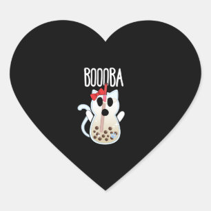 Boooba Kawaii Boba Tea Drink Cat Lover Halloween G Herz-Aufkleber