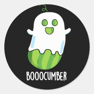 Booocumber Funny Ghost Cucumber Pun Dark BG Runder Aufkleber