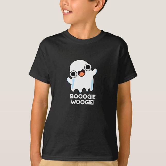 Booogie Woogie Funny Music Ghost Pun Dark BG T-Shirt (Vorderseite)