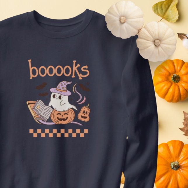 Boooks Funny Halloween Book Boo Ghost Teacher Sweatshirt (Von Creator hochgeladen)