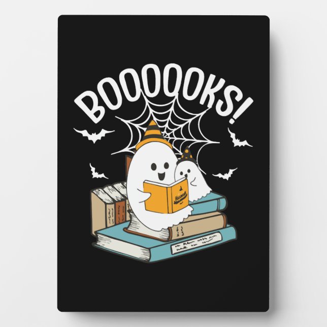 Boooks Ghost Read Books Halloween Funny Reading Fotoplatte (Vorderseite)