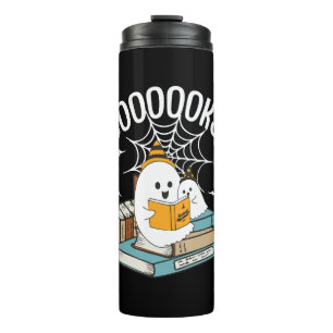 Boooks Ghost Read Books Halloween Funny Reading Thermosbecher
