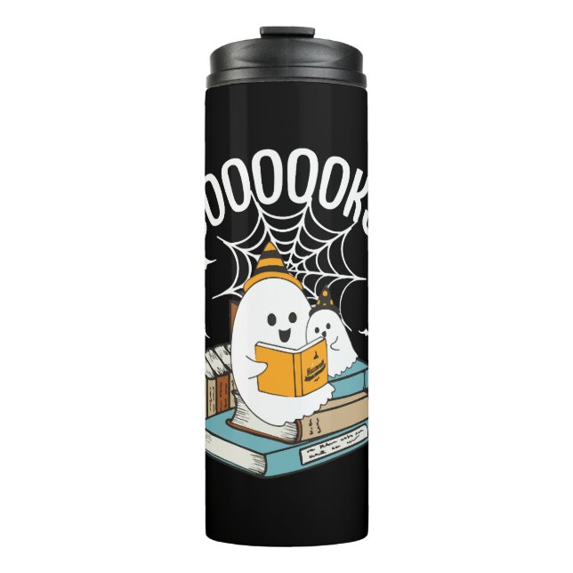 Boooks Ghost Read Books Halloween Funny Reading Thermosbecher (Vorderseite)