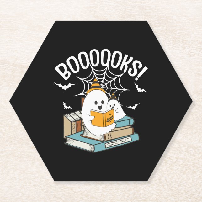 Boooks Ghost Read Books Halloween Funny Reading Untersetzer (Vorderseite)