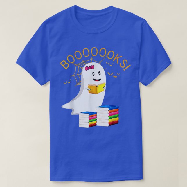 Boooks Halloween Ghost Reading Library Lover T-Shirt (Design vorne)