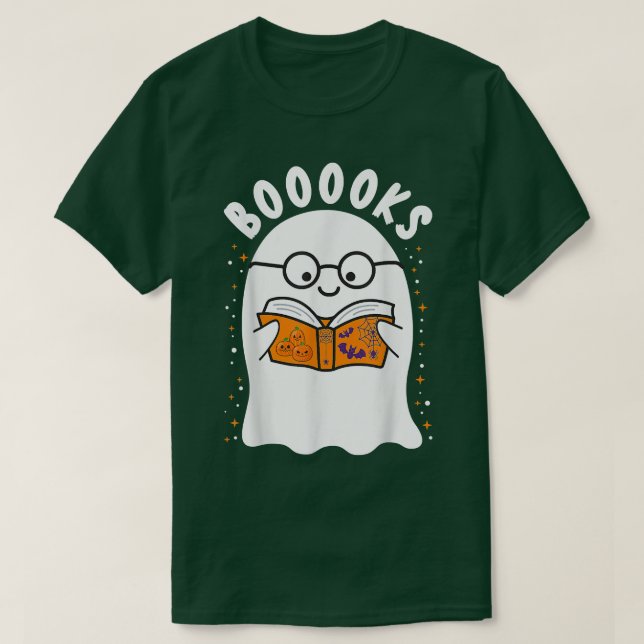 Boooks Niedlich Ghost Book Reading Halloween Teach T-Shirt (Design vorne)