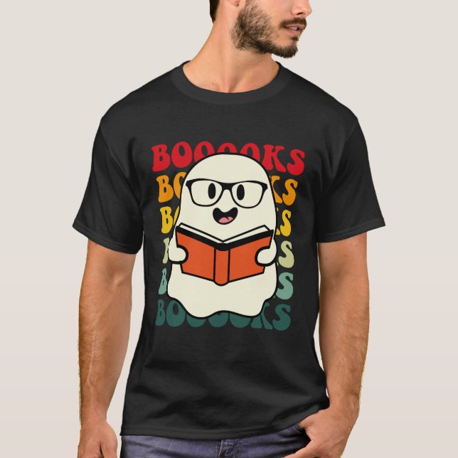 Boooks Niedlich Ghost Reading Library Books Hallow T-Shirt (Vorderseite)