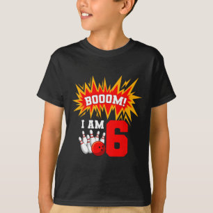 Booom! Ich bin 6 Bowling-Geburtstagsfeier Bowler B T-Shirt