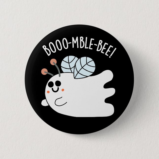 Booomble Bee Funny Ghost Bee Pun Dark BG Button (Vorderseite)