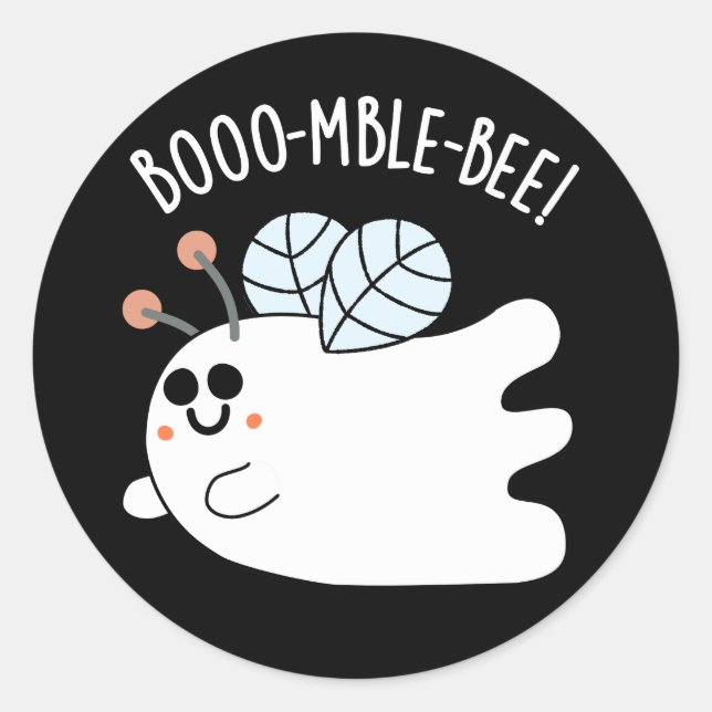 Booomble Bee Funny Ghost Bee Pun Dark BG Runder Aufkleber (Vorderseite)