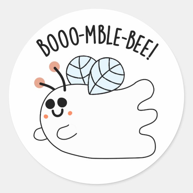 Booomble Bee Funny Ghost Bee Pun Runder Aufkleber (Vorderseite)
