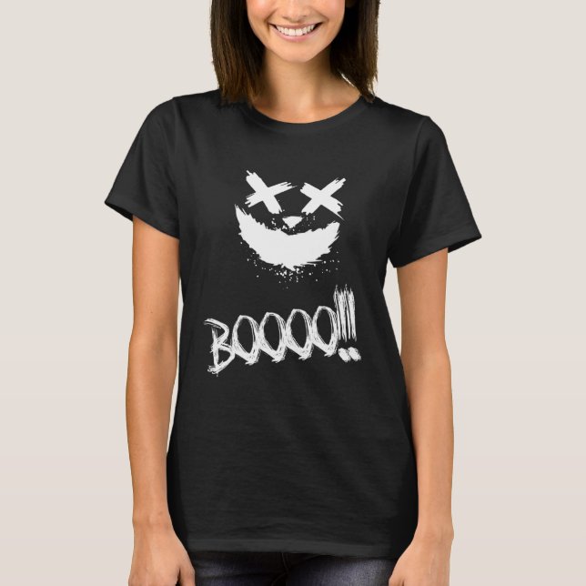 BOOOO Scary Pumpkin Face Halloween T-Shirt (Vorderseite)