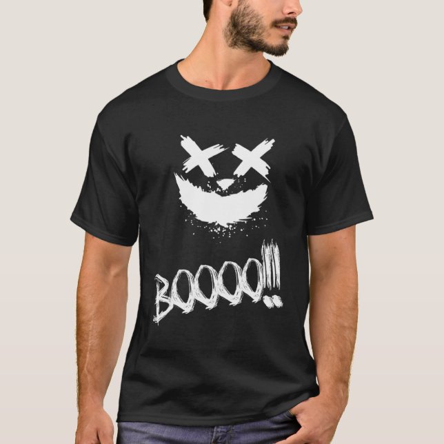 BOOOO Scary Pumpkin Face Halloween T-Shirt (Vorderseite)