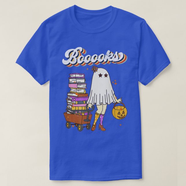 Booooks! Cute Ghost Reading Library Books Hallowee T-Shirt (Design vorne)