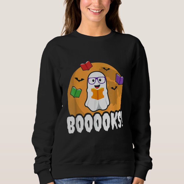 Booooks Geist Boo Bücher lesen Bibliothek Sweatshirt (Vorderseite)