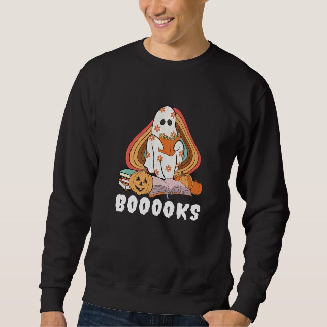 Booooks Ghost Boo Read Books Library Teacher Hallo Sweatshirt (Vorderseite)