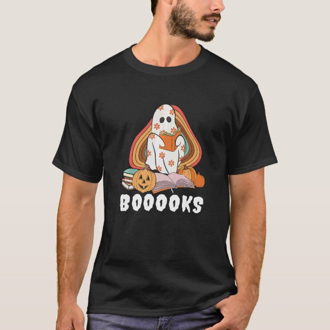 Booooks Ghost Boo Read Books Library Teacher Hallo T-Shirt (Vorderseite)