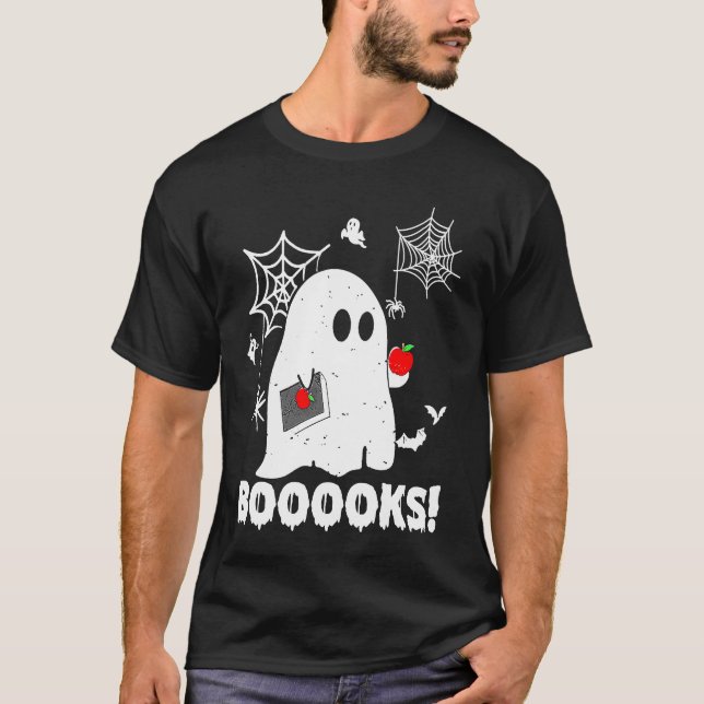 Booooks Ghost Teacher Halloween T-Shirt (Vorderseite)