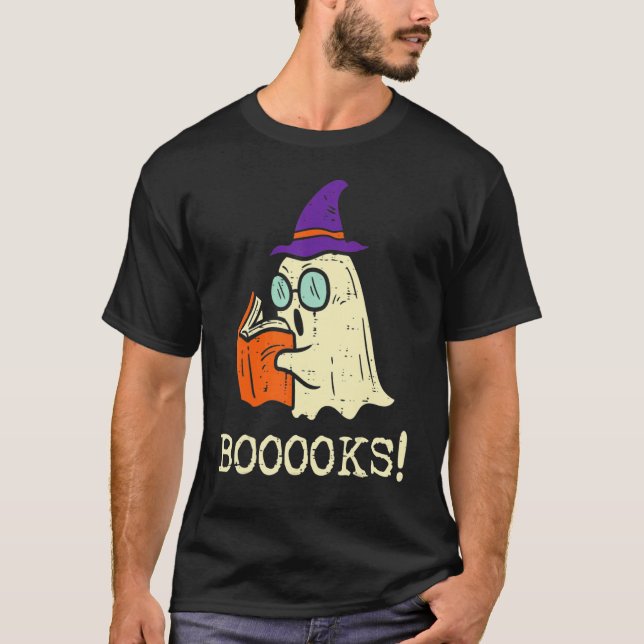 Booooks Süßer Geist liest Bibliotheksbücher Hallow T-Shirt (Vorderseite)