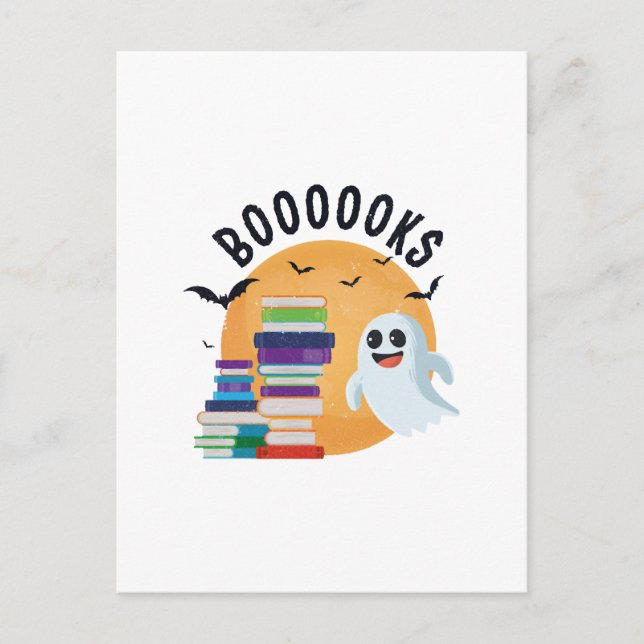 Boooooks Halloween, Booooks Süßes Halloween    Postkarte (Vorderseite)