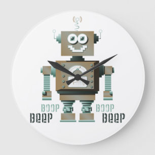 Boop Beep Toy Robot Wall Clock (lt) Große Wanduhr