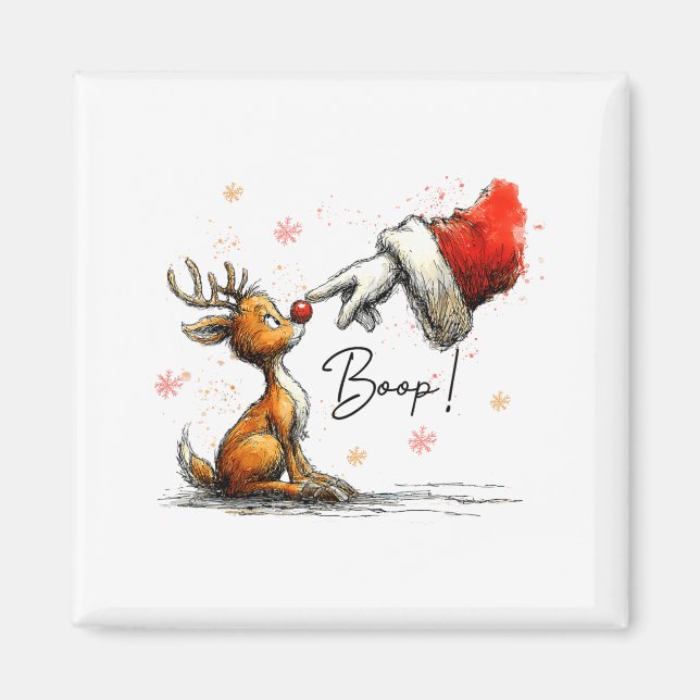 Boop Funny Santa Farmer Reindeer Cute Christmas Ho Magnet (Vorne)