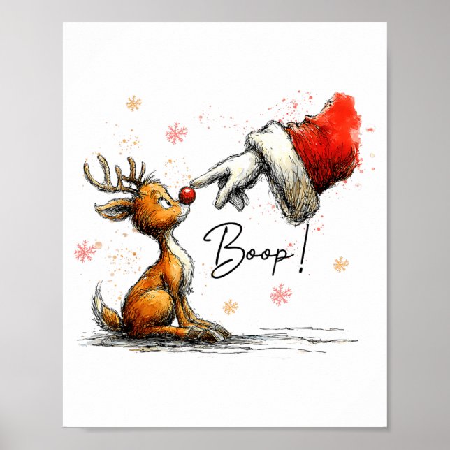 Boop Funny Santa Farmer Reindeer Cute Christmas Ho Poster (Vorne)