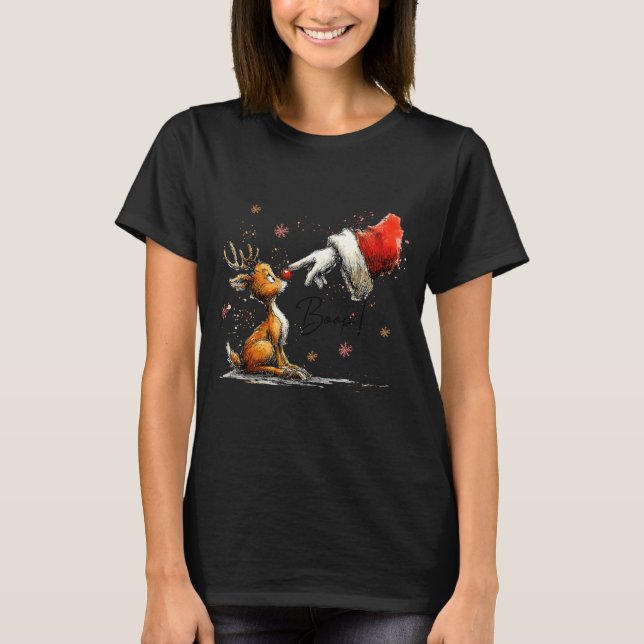 Boop Funny Santa Farmer Reindeer Cute Christmas Ho T-Shirt (Vorderseite)