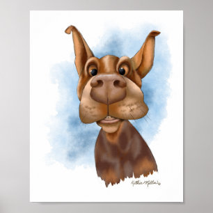 Boop the Snoot Dobermann Cartoon Poster