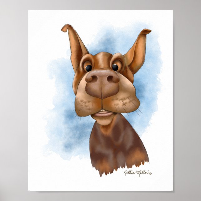 Boop the Snoot Dobermann Cartoon Poster (Vorne)