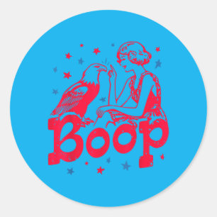 Boop Vintage Mädchen und Adler Lustig Patriotisch  Runder Aufkleber