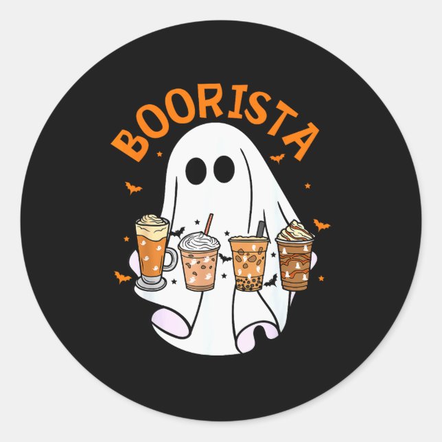 Boorista Barista Ghost Coffee Halloween Soky Seaso Runder Aufkleber (Vorderseite)