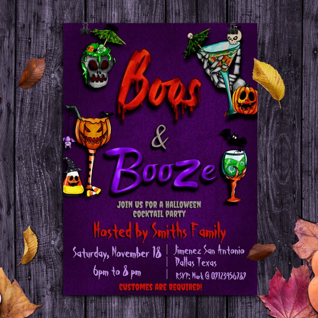 Boos and Booze - Halloween Cocktail Party Einladung (Von Creator hochgeladen)