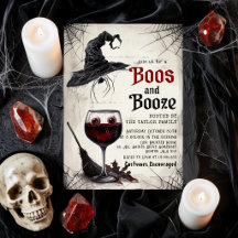 Boos and Booze Halloween-Party-Einladung | Hexe